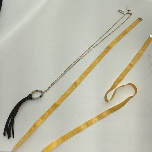 Canvas Stone & Leather Tassel Necklace (G2) - Picture 2 of 4